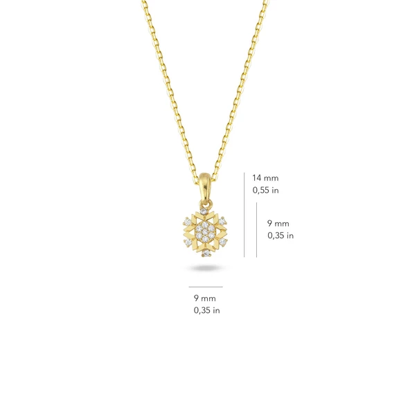 14 Ayar Altın Kar Tanesi Kolye 1,91 gr - Resim 2