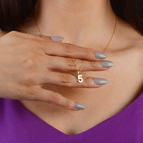 14 Ayar Beş Rakamı Altın Kolye 1,66 gr - Resim 4