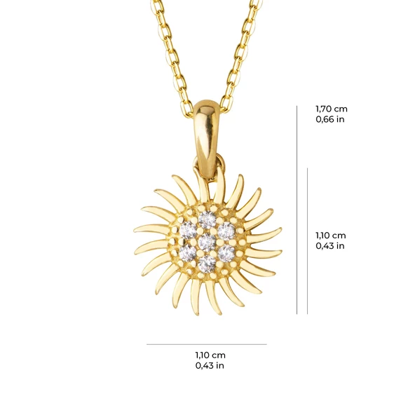 14 Ayar Altın Taşlı Güneş Kolye 2,25 gr - Resim 4