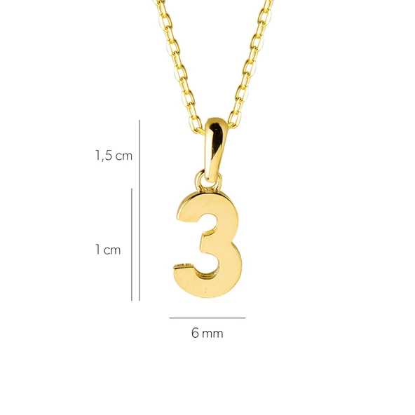 14 Ayar Üç Rakamı Altın Kolye 1,63 gr - Resim 2