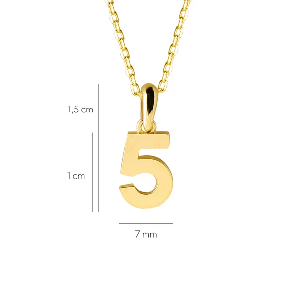 14 Ayar Beş Rakamı Altın Kolye 1,66 gr - Resim 2
