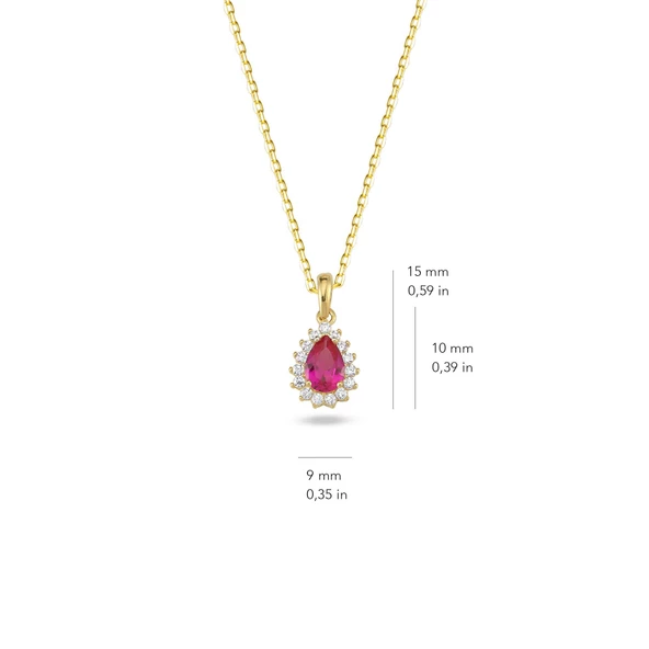 14 Ayar Altın Yakut Modeli Kolye 2.15 gr - 2