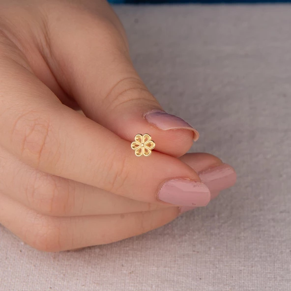 14 Ayar Altın Papatya Küpe 0,89 gr - 3