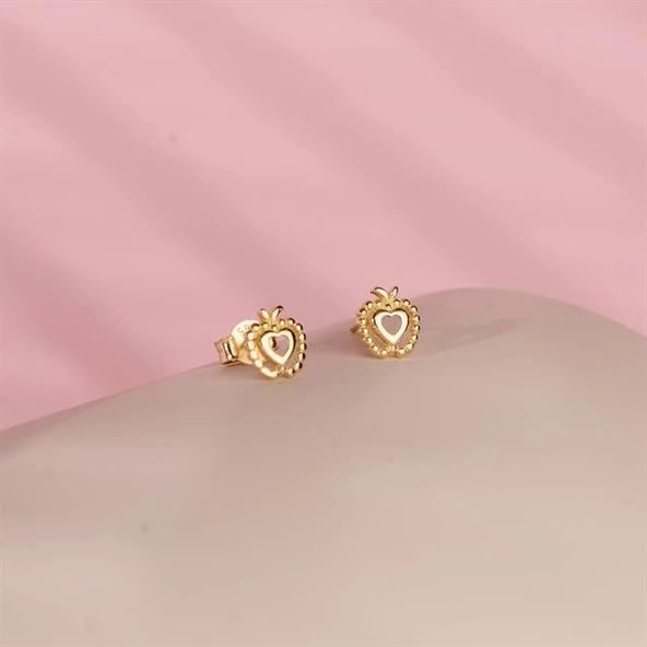 14 Ayar Altın Elma Küpe 1,06 gr - Resim 4