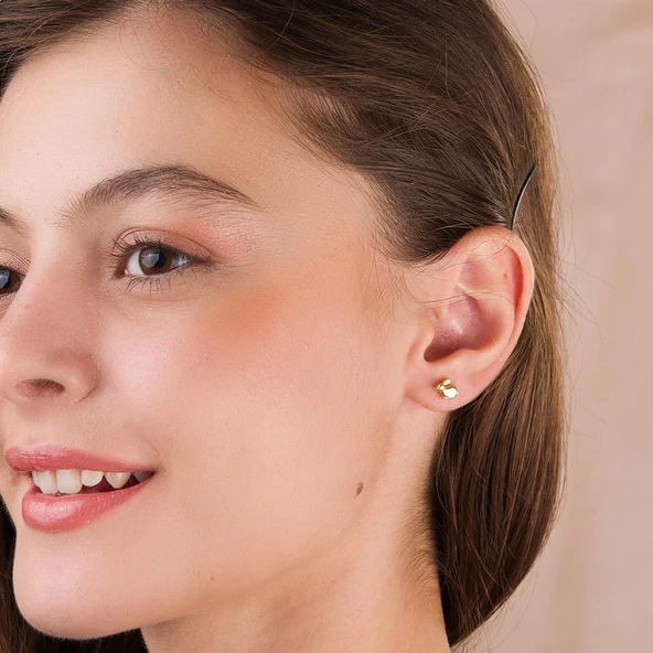 14 Ayar Altın Tavşan Küpe 0,89 gr - Resim 3