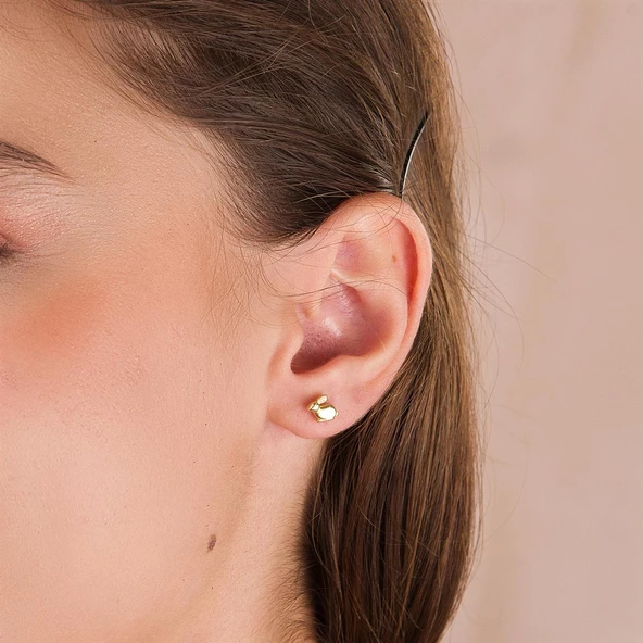 14 Ayar Altın Tavşan Küpe 0,89 gr - Resim 2