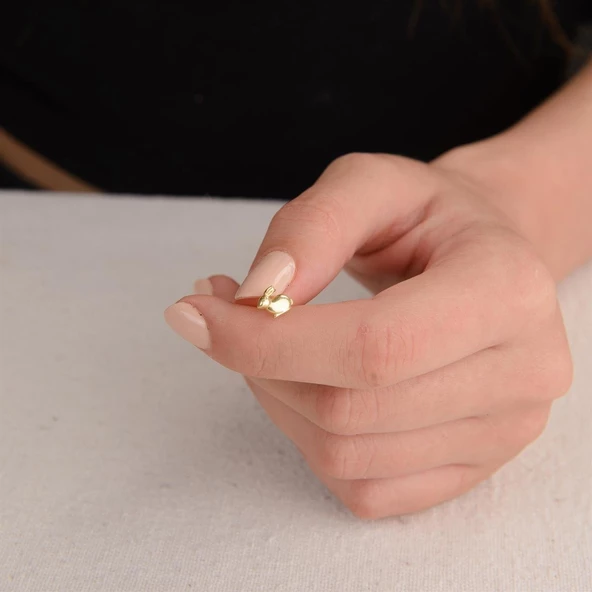 14 Ayar Altın Tavşan Küpe 0,89 gr - Resim 4