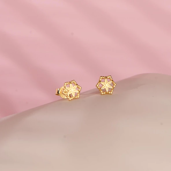 14 Ayar Altın Çiçek Küpe 1,14 gr ürün görseli 1