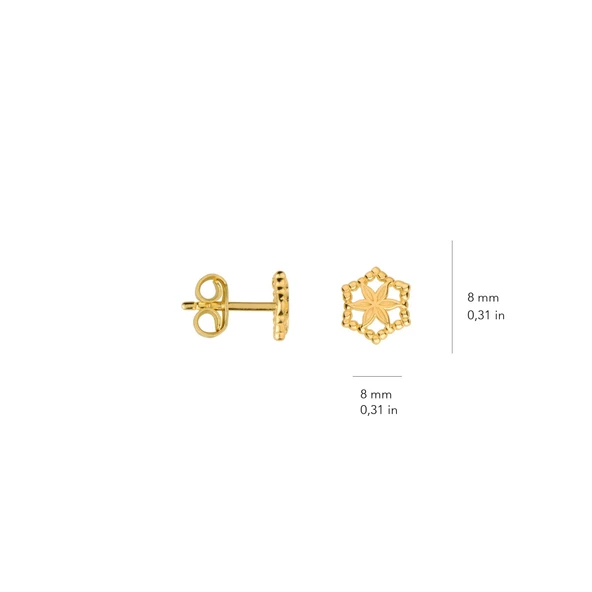 14 Ayar Altın Çiçek Küpe 1,14 gr - Resim 5