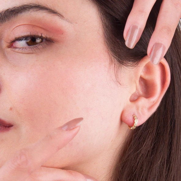 14 Ayar Altın Modern Halka Küpe 1,20 gr - 2