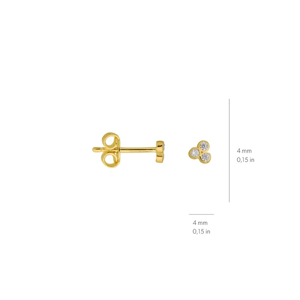 14 Ayar Altın Üç Taşlı Küpe 0,55 gr - 4