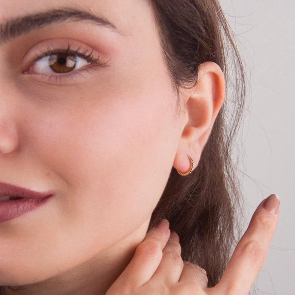 14 Ayar Altın Minik Modern Burgulu Halka Küpe 1,29 gr - 3