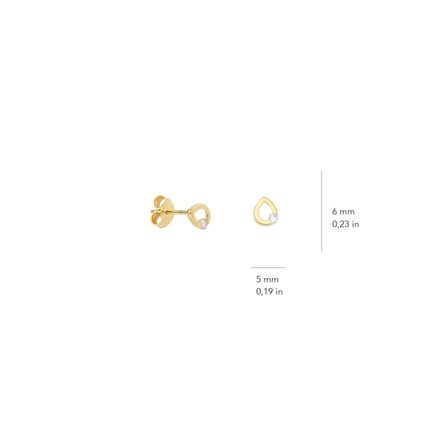 14 Ayar Altın Damla Tek Taş Küpe 0,75 gr - 5