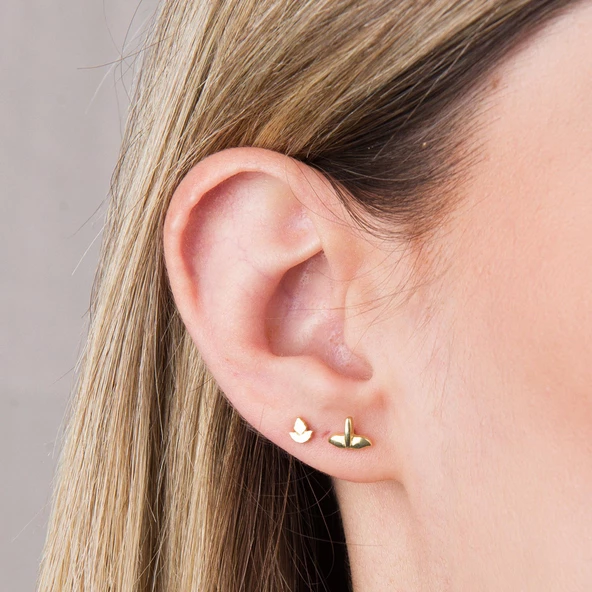 14 Ayar Altın Balık Kuyruğu Küpe 1,07 gr - 3