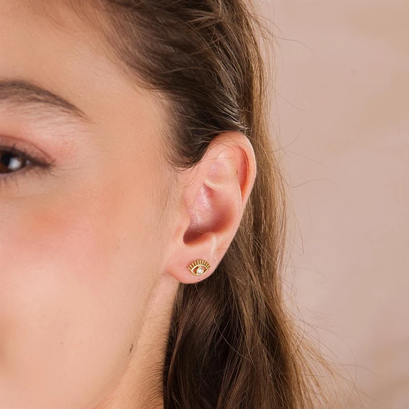 14 Ayar Altın Göz Şans Küpe 1,05 gr - 2