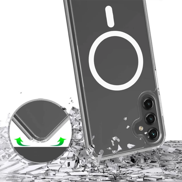 Galaxy S24 Plus Kılıf Magsafe Şarj Özellikli Şeffaf Sert PC Embos Kılıf - Resim 6