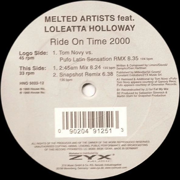 Melted Artists Feat. Loleatta Holloway – Ride On Time 2000 Disco Vinly Plak alithestereo