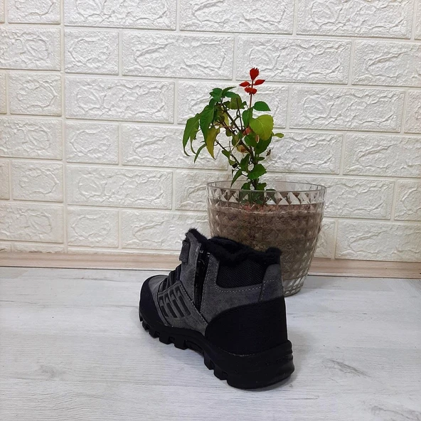 Black Sea 542 Füme Kürklü Fermuarlı Cırtlı Erkek Çocuk Bot - 4