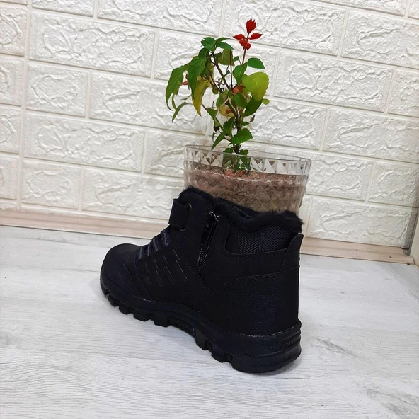 Black Sea 542 Siyah-Siyah Kürklü Fermuarlı Cırtlı Erkek Çocuk Bot - 4