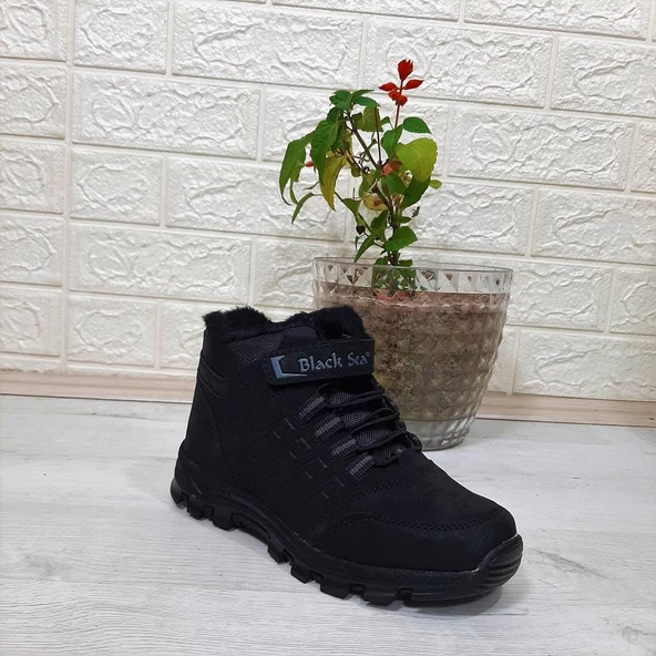 Black Sea 542 Siyah-Siyah Kürklü Fermuarlı Cırtlı Erkek Çocuk Bot - 3