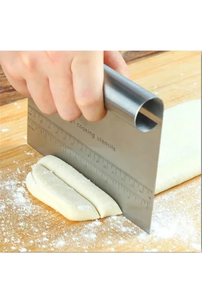 Paslanmaz Lüks Çelik Hamur Kesme Aparatı Çelik Kesici Kazıyıcı Pasta Ve Kek Şekillendiren Spatula - 4