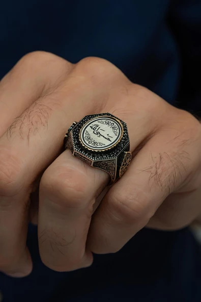 Hasbiyallah Yazılı  925 Gümüş Erkek Yüzük ürün görseli