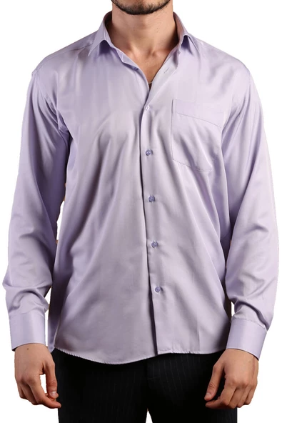 Lila Rahat Kesim Micro Kumaş Kol Düğmeli Regular Fit Erkek Gömlek - 190-3 - 2