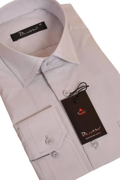 Açık Gri Rahat Kesim Cepli Uzun Kol Regular Fit Erkek Gömlek  - 150-29 - Resim 2