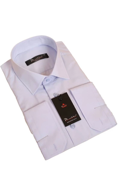 Açık Mavi Dar Kesim Slim Fit Uzun Kol Düz Renk Erkek Gömlek  - 151-3