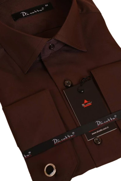 Kahverengi Rahat Kesim Micro Kumaş Kol Düğmeli Regular Fit Erkek Gömlek - 190-11 - Resim 2