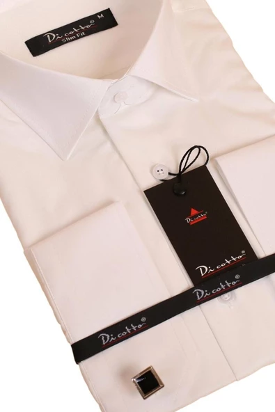 Krem Dar Kesim Micro Kumaş Kol Düğmeli Slim Fit Erkek Gömlek - 201-10 - Resim 2