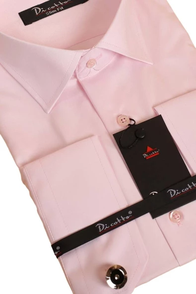 Pembe Dar Kesim Micro Kumaş Kol Düğmeli Slim Fit Erkek Gömlek - 201-2 - Resim 2