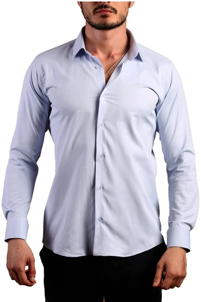 Mavi Ekstra Dar Kesim Likralı Esnek Micro Kumaş Kol Düğmeli Slim Fit Erkek Gömlek - 195-4