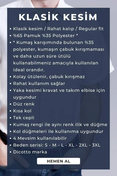 Beyaz Kısa Kol Rahat Kesim Cepli Regular Fit Erkek Gömlek  - 500-1 - Resim 5