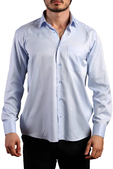 Mavi Rahat Kesim Micro Kumaş Kol Düğmeli Regular Fit Erkek Gömlek - 190-4 - Resim 2