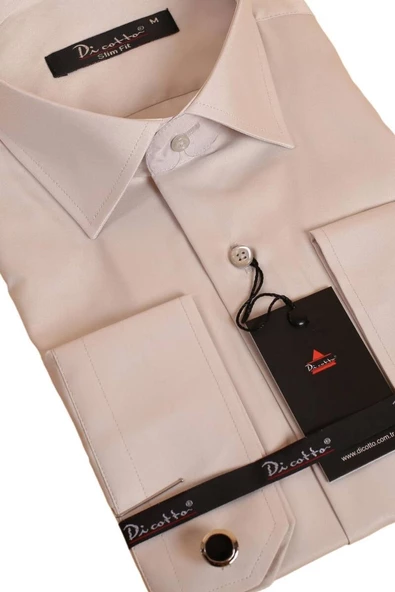 Açık Gri Dar Kesim Micro Kumaş Kol Düğmeli Slim Fit Erkek Gömlek - 201-9 - Resim 2