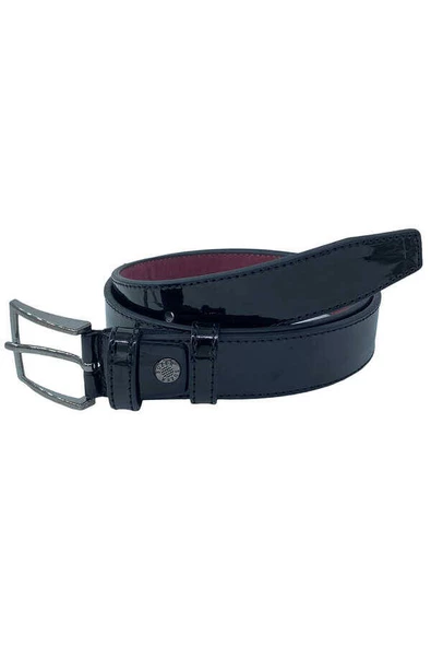 Siyah Rugan Çocuk Boy Suni Deri Düz Model 3 cm.lik Garson Klasik Kemer - G90 - Resim 2