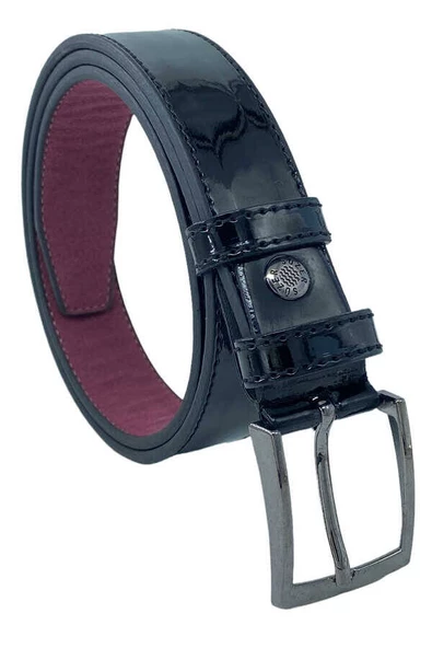 Siyah Rugan Çocuk Boy Suni Deri Düz Model 3 cm.lik Garson Klasik Kemer - G90 - Resim 3