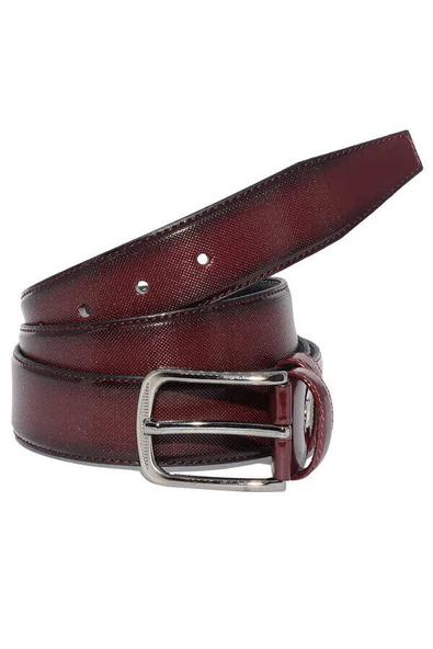 Bordo Rugan Suni Deri Desenli 3.5 cm.lik Klasik Kemer - 8007-80 - Resim 2