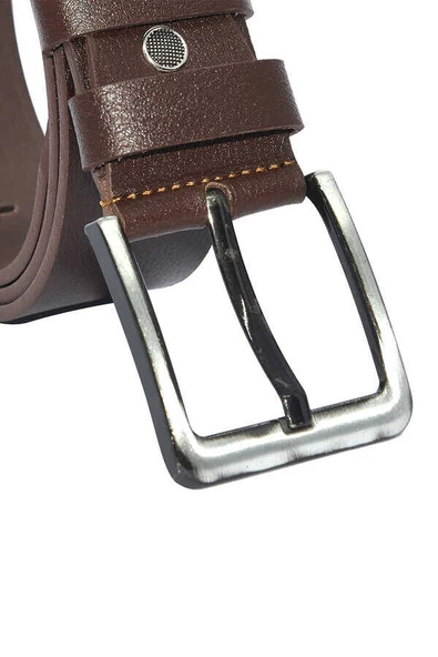 Kahverengi Hakiki Deri Düz Renk 4.5 cm.lik Spor Kemer - Tek Katmanlı Manda Derisi - 509-Düz-21SB - Resim 2