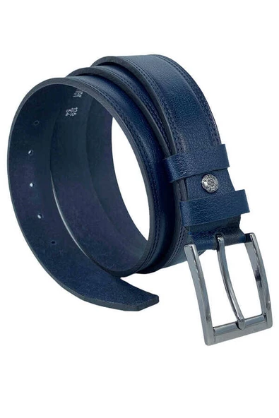 Lacivert Hakiki Deri Dikişli 3.5 cm.lik Klasik Erkek Kemer - 305-28 ürün görseli