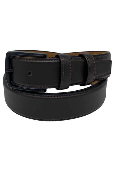 Kahverengi Büyük Beden Suni Deri Düz Renk 3.5 cm.lik Klasik Kemer - 8009-Battal - Resim 2