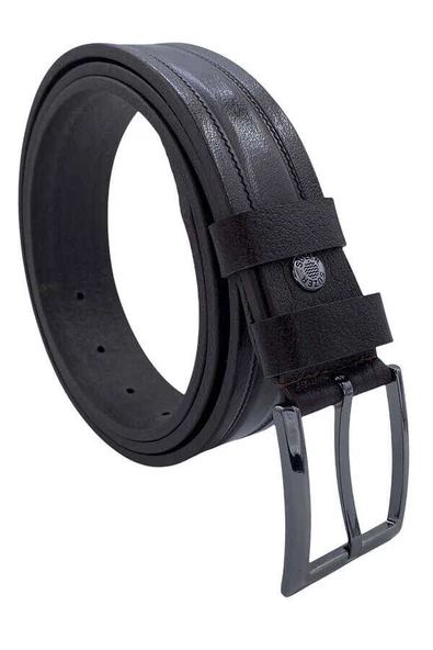 Koyu Kahve Hakiki Manda Derisi 3.5 cm.lik Klasik Kemer (Tek Katmanlı Manda Derisi) - 309-61 - Resim 3