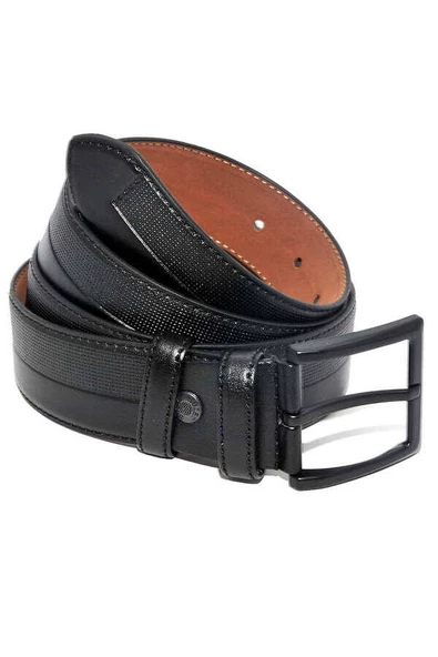 Siyah Suni Deri Desenli 4 cm.lik Klasik Kemer - 7400-01-21M - Resim 3
