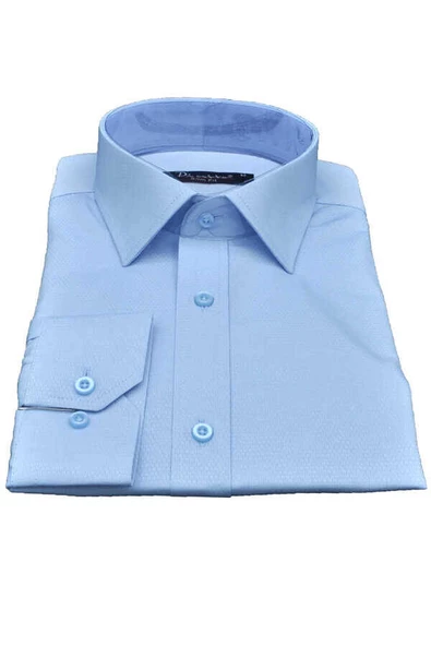 Mavi Armür Desenli Slim Fit Düz Renk Uzun Kol Erkek Gömlek - 257-4