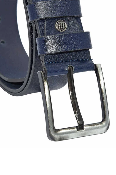 Lacivert Hakiki Deri Düz Renk 4.5 cm.lik Spor Kemer - Tek Katmanlı Manda Derisi - 505-Düz-21S - Resim 2