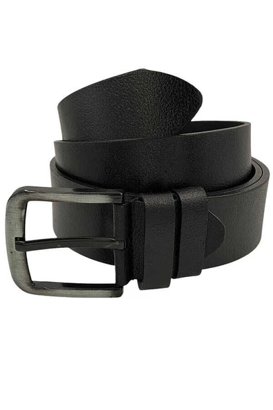 Siyah Hakiki Deri Düz Renk 4.5 cm.lik Spor Kemer- Tek Katmanlı Manda Derisi - 500-Düz-22Y - Resim 2