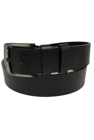 Siyah Hakiki Deri Düz Renk 4.5 cm.lik Spor Kemer- Tek Katmanlı Manda Derisi - 500-Düz-22Y - Resim 3