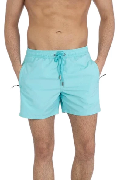 Mint Su İtici Özellikli Düz Renk Basic Erkek Plaj Deniz Şort Mayo - 301-Mint ürün görseli