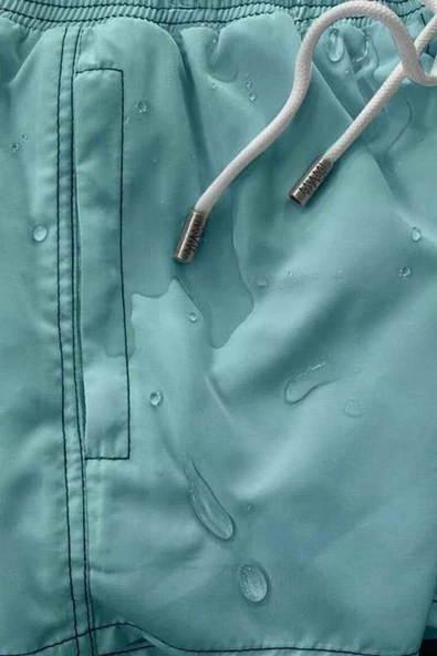 Mint Su İtici Özellikli Düz Renk Basic Erkek Plaj Deniz Şort Mayo - 301-Mint - Resim 3